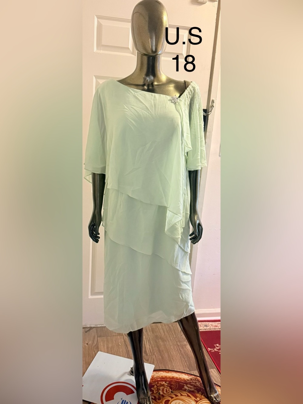 Elegant Layered Mint Green Women's Dress